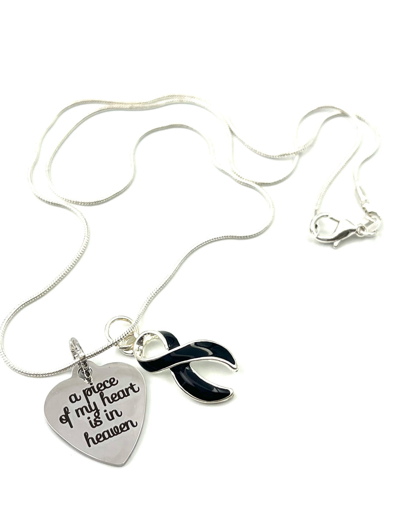Pick Your Ribbon Necklace - A Piece of my Heart is in Heaven / Memorial Gift - Rock Your Cause Jewelry
