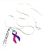 Pink Purple Teal (Thyroid Cancer) Ribbon - And Though She be but Little, She is Fierce Necklace