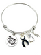 Black Ribbon Charm Bracelet - Stronger than the Storm