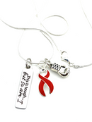 Red Ribbon Necklace - This Is Tough, But So Am I / Boxing Glove Necklace