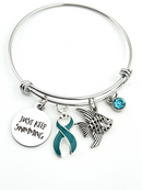 Teal Ribbon Jewelry - Just Keep Swimming Bracelet or Necklace