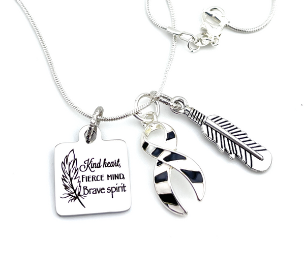 Zebra Ribbon Necklace - Kind Heart, Fierce Mind, Brave Spirit