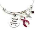 Let Your Faith Be Bigger Fear - Burgundy Ribbon Charm Bracelet