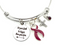 Burgundy Ribbon Charm Bracelet - Let Your Faith be Bigger Than Your Fear