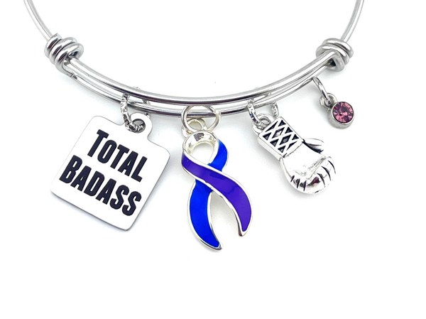 Blue & Purple Ribbon Total Badass Charm Bracelet