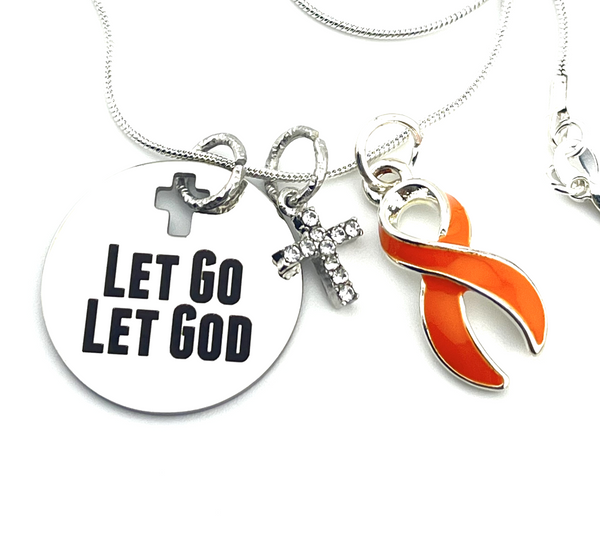 Orange Ribbon Necklace - Let Go, Let God