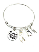 White Ribbon Charm Bracelet - Stronger than the Storm