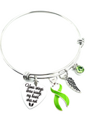 Lime Green Ribbon Sympathy Memorial Bracelet - Your Wings Were Ready, My Heart Was Not