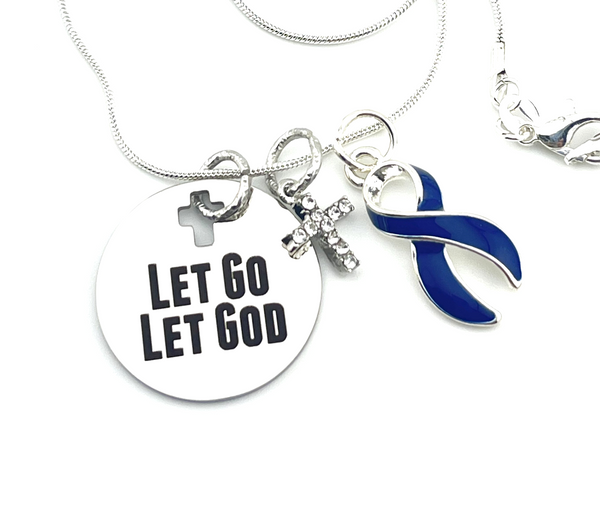 Dark Navy Blue Ribbon Necklace –  Let Go, Let God