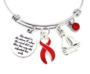 Red Ribbon Charm Bracelet - She Stood in the Storm / She Adjusted Her Sails