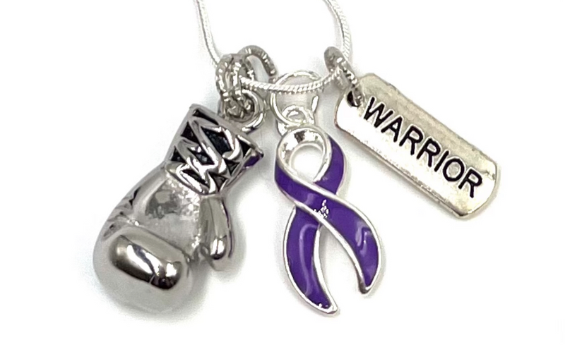 Purple Ribbon Boxing Glove Necklace - Rock Your Cause Jewelry