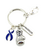 Dark Navy Blue Ribbon - Boxing Glove / Warrior Keychain