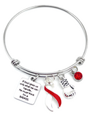 Red & White Ribbon Charm Bracelet - If God gives Us Only What We Can Handle ... He Must Think I'm a Badass