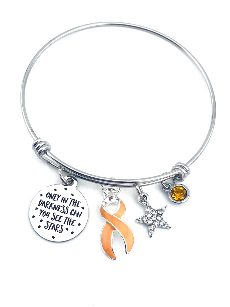 Peach Ribbon Bracelet - Only in Darkness Can You See the Stars Charm Bracelet