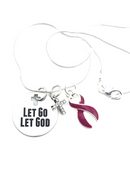 Burgundy Ribbon Necklace - Let Go Let God