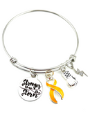 Peach Ribbon Charm Bracelet - Stronger than the Storm