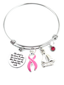 Pink Ribbon Charm Bracelet - She Stood in the Storm / Adjusted Her Sails