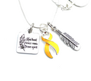 Gold Ribbon Necklace - Kind Heart, Fierce Mind, Brave Spirit / Feather Necklace