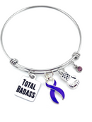 Purple Ribbon Total Badass Charm Bracelet