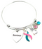 Pink & Teal (Previvor) Ribbon Survivor Charm Bracelet