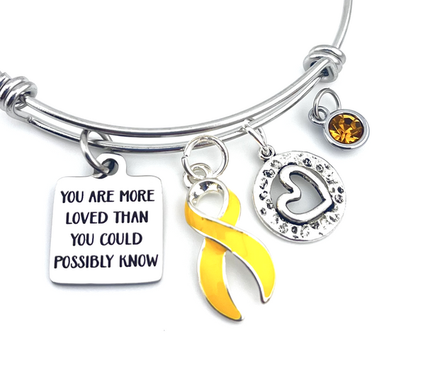 Gold Ribbon Charm Bracelet - You Are More Loved Than You Could Possibly Know