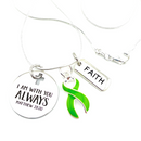 Lime Green Ribbon Necklace - I Am With You Always - Matthew 28:20