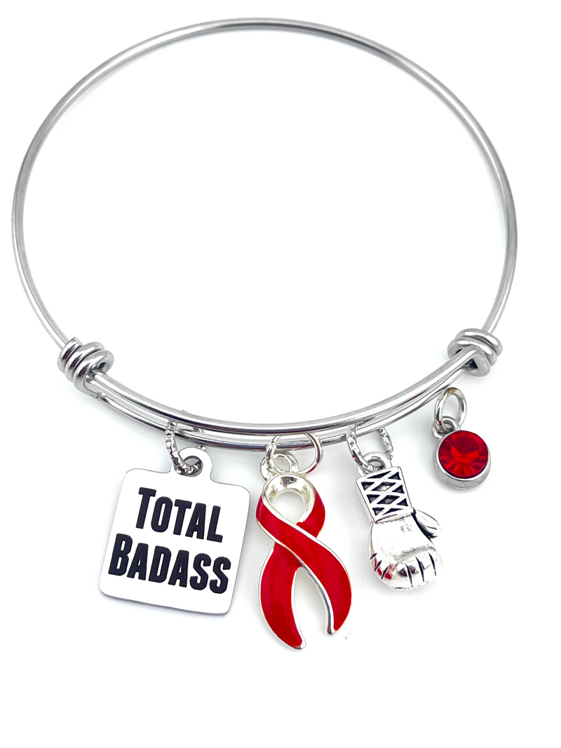 Red Ribbon Total Badass / Boxing Glove Charm Bracelet