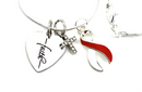 Red & White Ribbon Faith Necklace