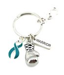 Teal Ribbon Boxing Glove / Warrior Keychain