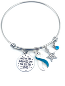 Teal & White Ribbon Charm Bracelet - Only in Darkness Can You See the Stars