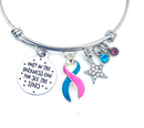 Pink & Teal (Previvor) Ribbon Bracelet - Only in Darkness Can you See the Stars