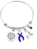 Blue & Purple Ribbon Charm Bracelet - She Stood In The Storm / Adjusted Her Sails