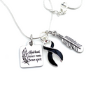 Black Ribbon Necklace - Kind Heart, Fierce Mind, Brave Spirit / Feather Necklace