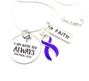 Periwinkle Ribbon Necklace - I Am With You Always - Matthew 28:20