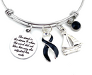 Black Ribbon Charm Bracelet - She Stood in the Storm, Adjusted her Sails