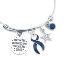 Black Ribbon Charm Bracelet - Only in Darkness Can You See The Stars