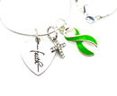 Lime Green Ribbon Faith Necklace