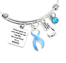 Light Blue Ribbon Charm Bracelet - If God Gives Us Only What We Can Handle ... He Must Think I'm a Badass