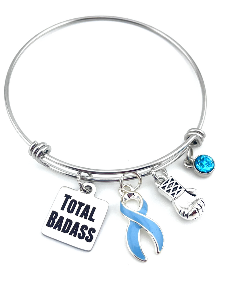 Light Blue Ribbon Total Badass Charm Bracelet