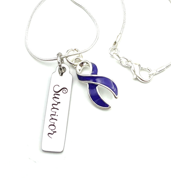 Violet Dark Purple Ribbon - Survivor Necklace - Rock Your Cause Jewelry