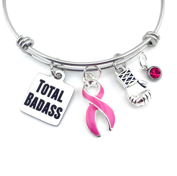 Pink Ribbon Total Badass Charm Bracelet