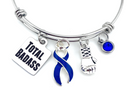 Dark Navy Blue Ribbon Total Badass Charm Bracelet