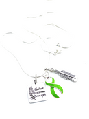 Lime Green Ribbon - Kind Heart, Fierce Mind, Brave Spirit Feather Necklace