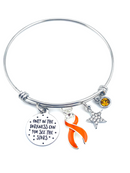 Orange Ribbon Charm Bracelet - Only in Darkness Can You See the Stars