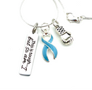 Light Blue Ribbon Necklace - This is Tough... but so Am I / Boxing Glove Necklace