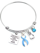 Light Blue Ribbon Charm Bracelet - If God Gives Us Only What We Can Handle ... He Must Think I'm a Badass