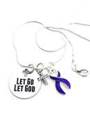 Violet Purple Ribbon Necklace - Let Go, Let God