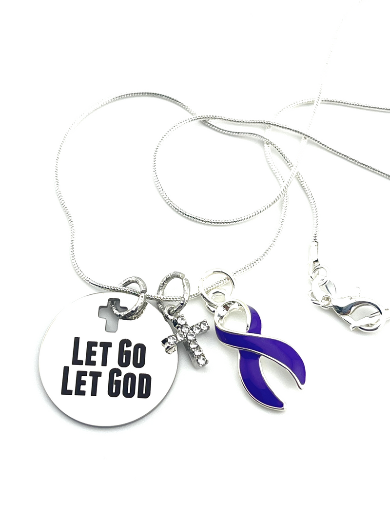 Violet Purple Ribbon Necklace - Let Go, Let God