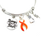 Orange Ribbon Charm Bracelet - Stronger Than The Storm