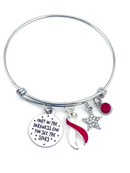 Red & White Ribbon Bracelet - Only in Darkness Can You See Stars